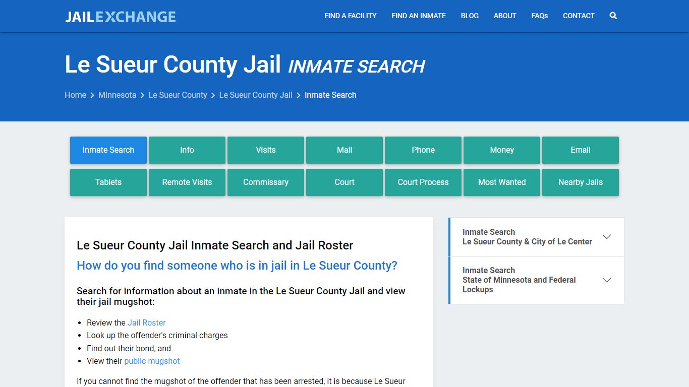 Inmate Search: Roster & Mugshots - Le Sueur County Jail, MN